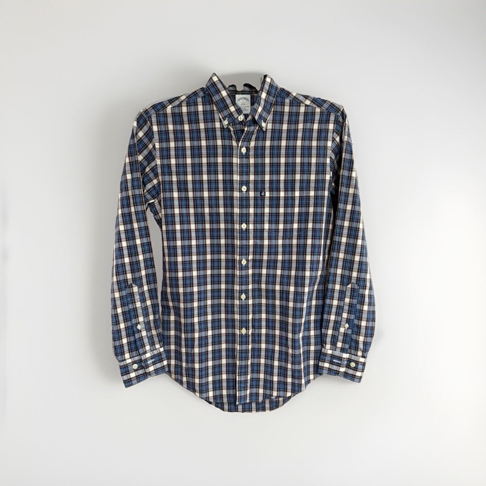 Brooks Brothers 346 Men's Small Slim Fit Plaid Button Down Cotton Shirt F178